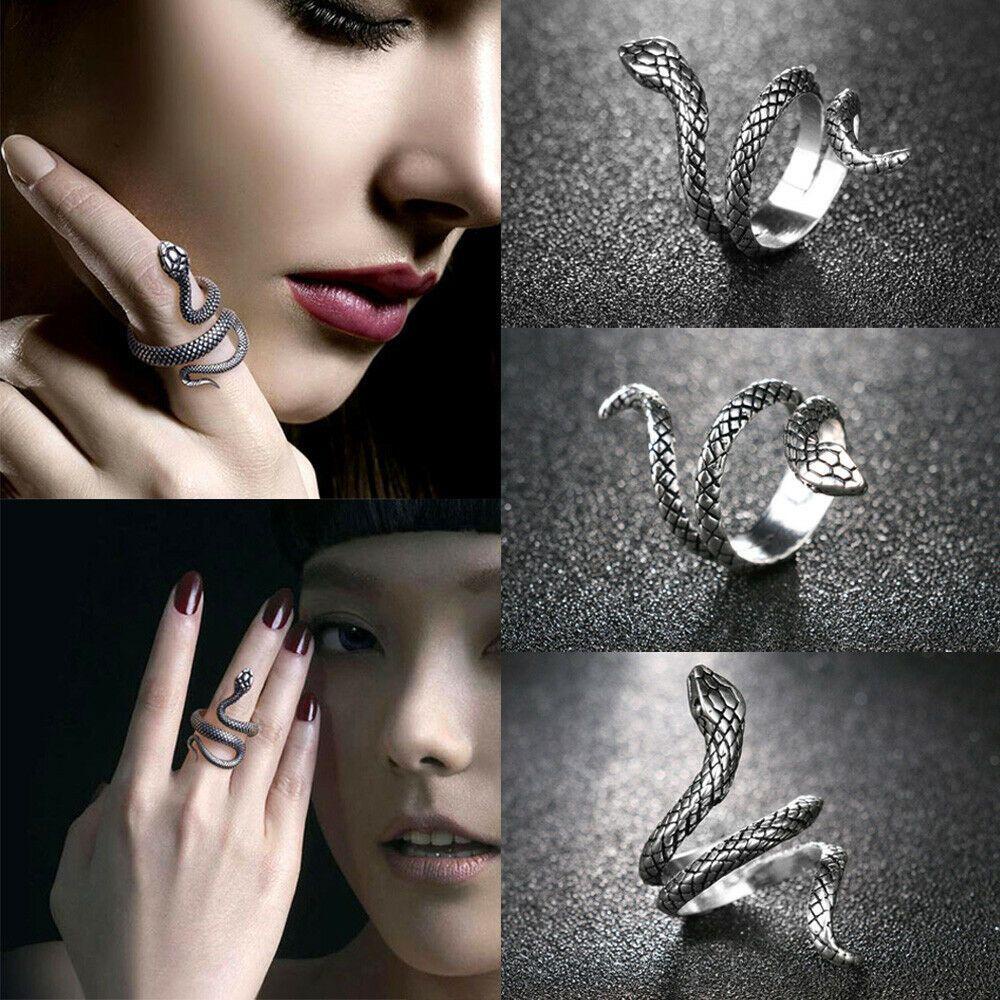 R-flower Punk Rings Fashion Gothic Adjustable Perak Berlapis