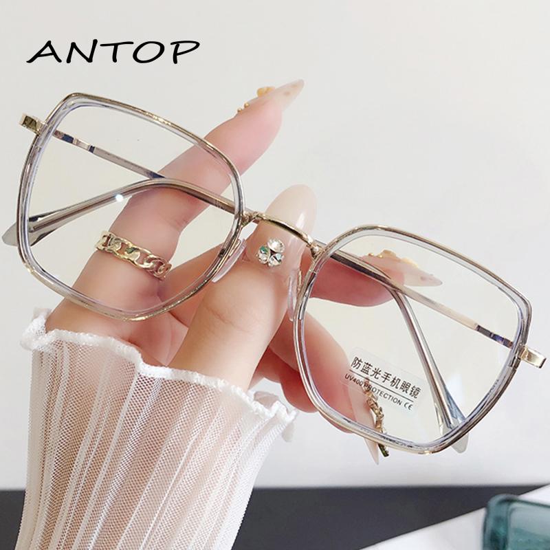 Oversized Frame Kacamata Anti Radiasi Kacamata Korea Bentuk Bulat Bahan Metal Untuk Pria Dan Wanita ANTOP