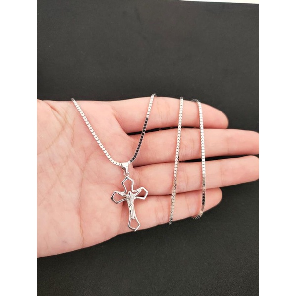 KALUNG SALIB KATOLIK PERAK 925 MURNI PERAK 925 ASLI KALUNG SALIB Cowok 50 Cm  PERAK KALUNG SALIP S92