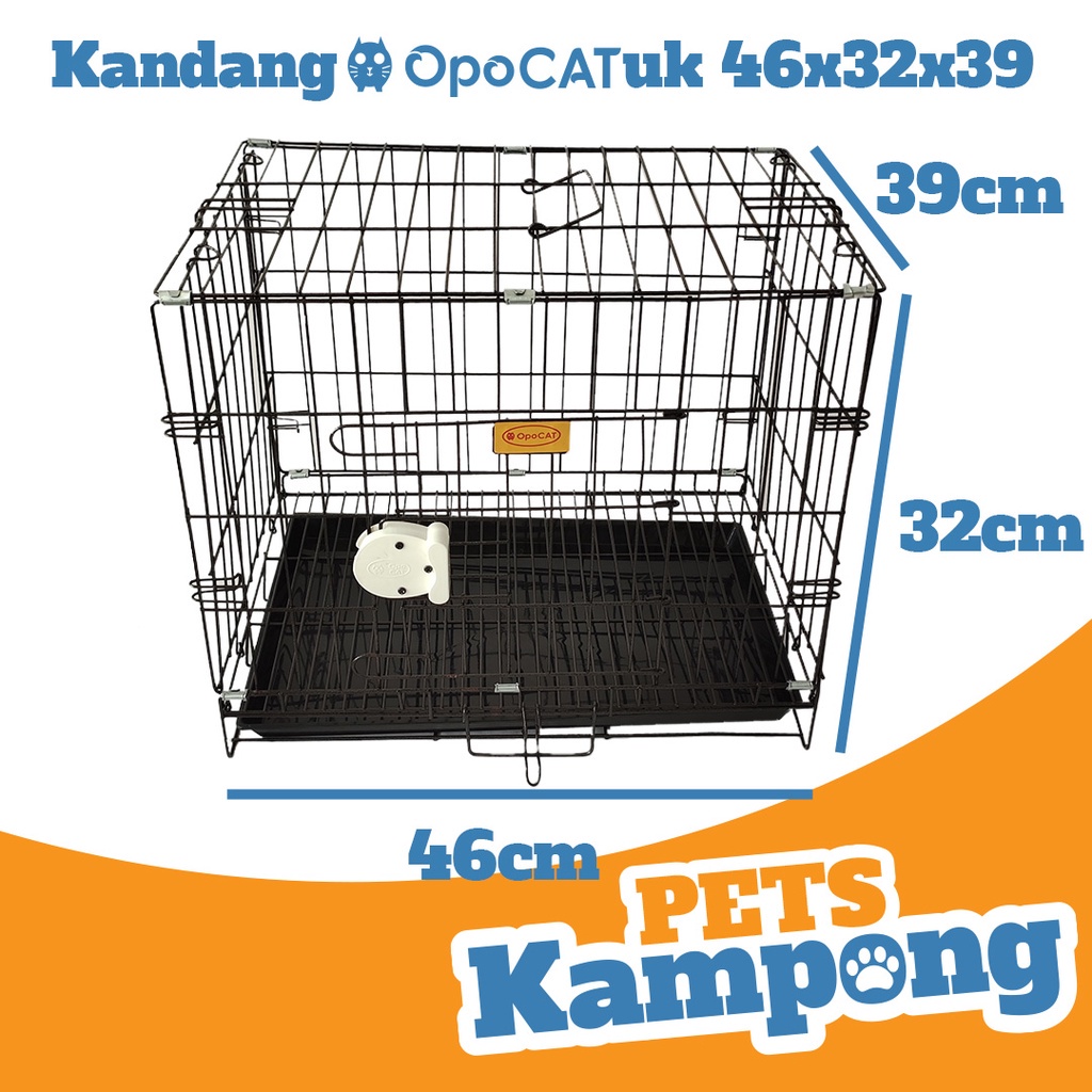 Kandang lipat Pintu Baru kucing kelinci besi anti-karat ukuran kecil (s) (46x32x39)-1