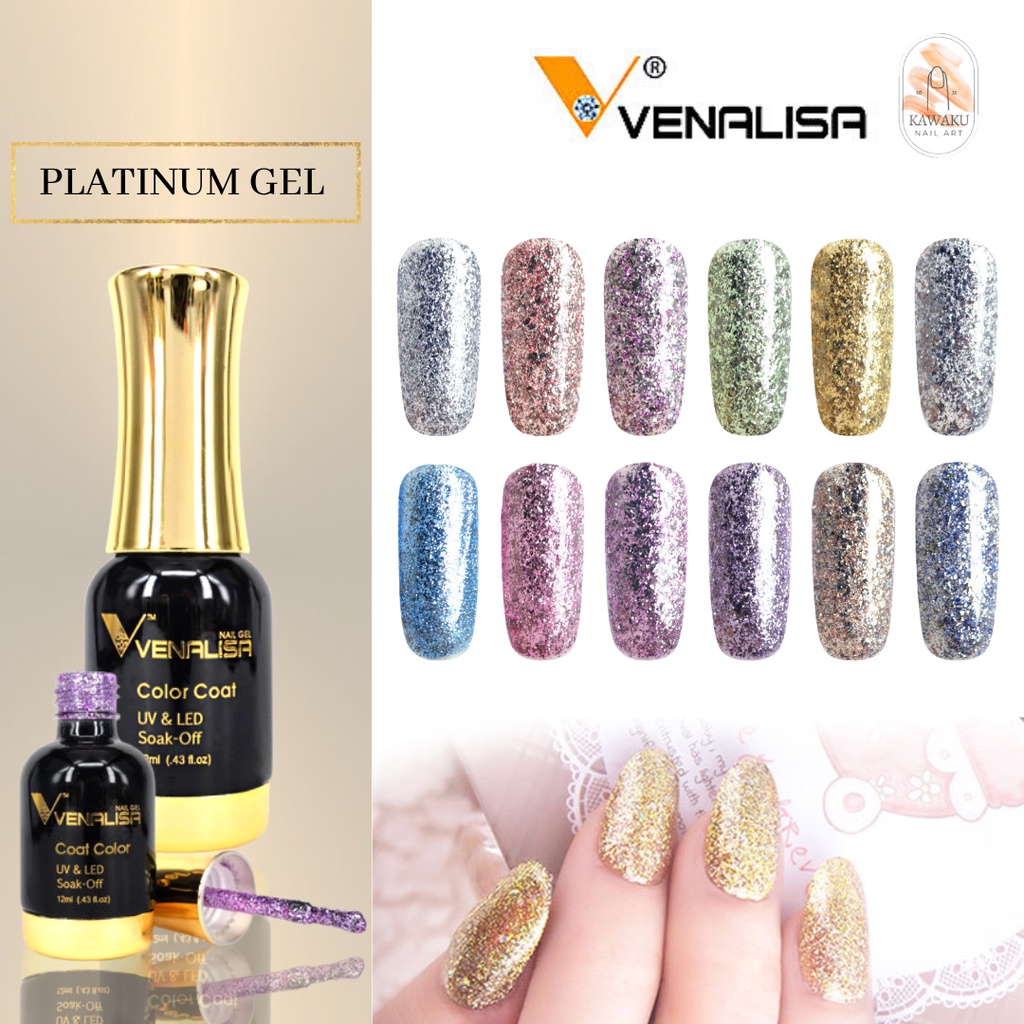 Venalisa Kutek Platinum Glitter Gel Nail Polish Metallic UV LED