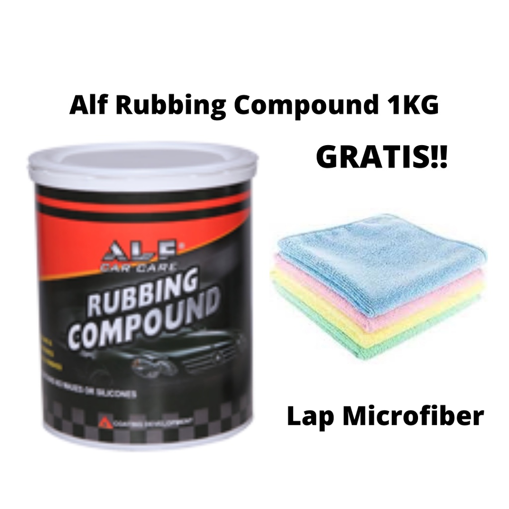 ALF RUBBING COMPOUND 1 KG BONUS LAP MICROFIBER Penghilang Baret Lecet Halus Body Mobil Motor Helm