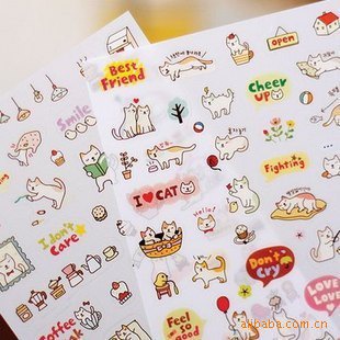 Stiker Sticker Mini Cat Kucing Lucu Mungil Emotikon Emoticon Motif Korea Korean Vintage Untuk Tempelan Pembatas Book Books Buku kertas Case Casing Chasing HP Handphone Vintage Toples Botol Seticker Tumbler Gelas Buku Diary Kado Unik Murah