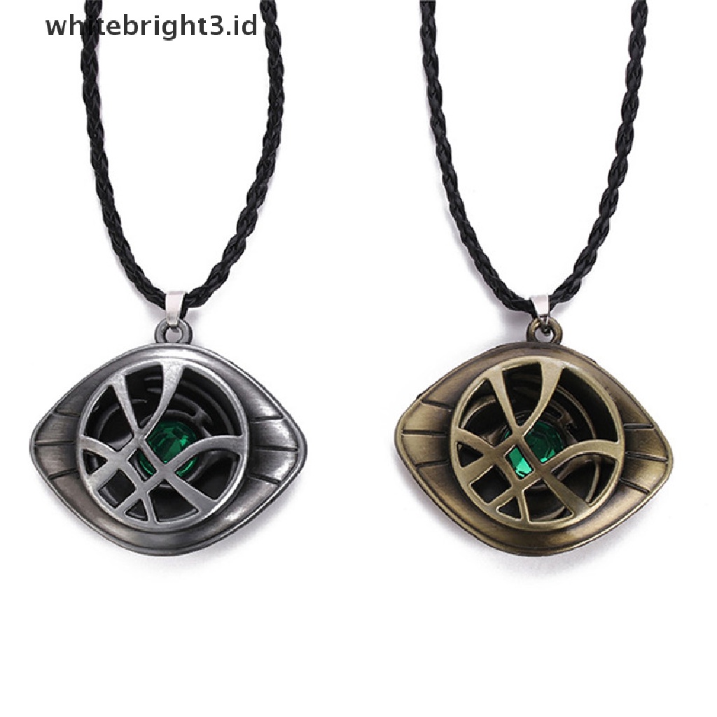 (whitebright3.id) Kalung Tali Kulit Dengan Liontin Mata Agamotto Doctor Strange Antik Untuk Cosplay