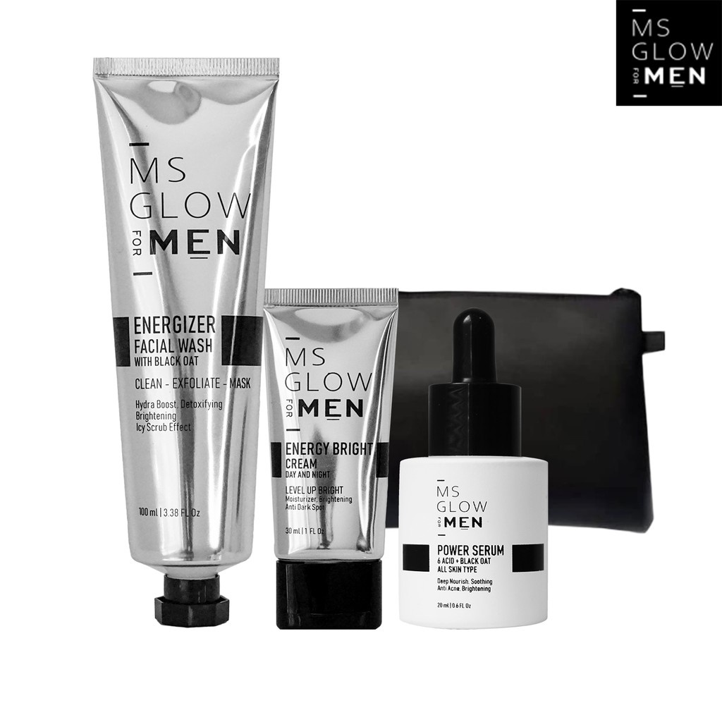 MS Glow For Men Paket Basic Series GIRLSNEED77 Facial Cleanser + Essence Serum + Cream