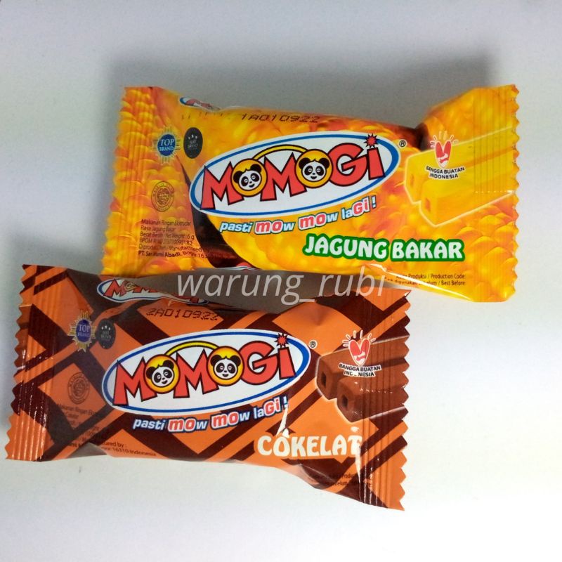 Momogi Stick rasa Jagung Bakar Coklat 6 gram. Cemilan Snack Jajanan jadul Makanan ringan Satuan Ecer
