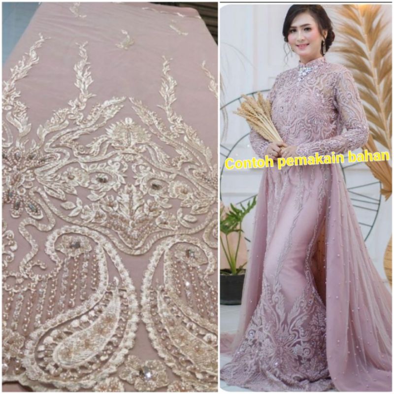 KAIN TILLE FULL PAYET JEPANG WARNA SALEM