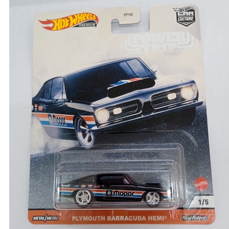 Diecast Hot Wheels PLYMOUTH BARRACUDA HEMI MOPAR Hitam Power Trip Car Culture HW Hotwheels Mobil Mainan Anak