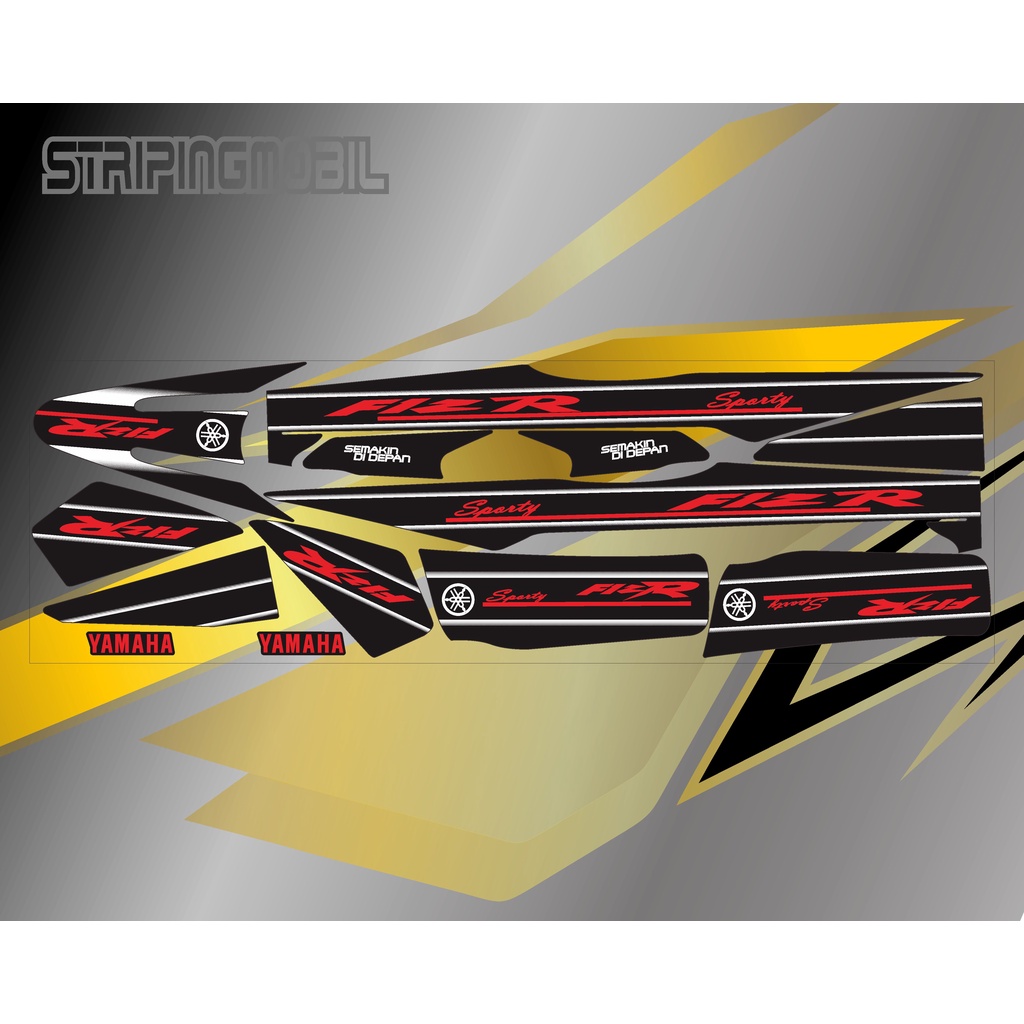 Striping stiker variasi Yamaha f1zr fizr hitam kuning