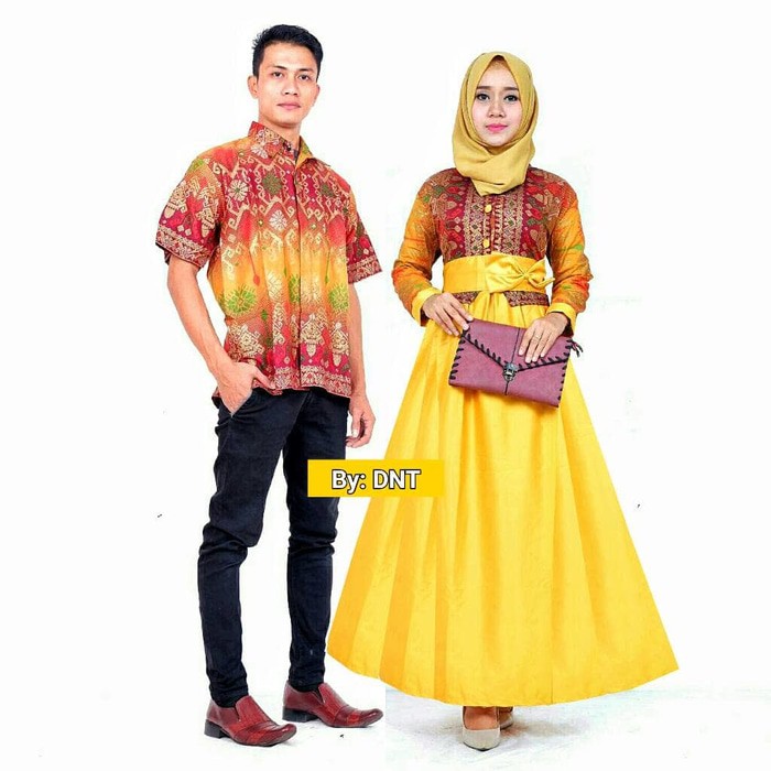 PROMO batik sarimbit gamis/batik couple katun mix velved/ sarimbit kencana STOK TERBATAS