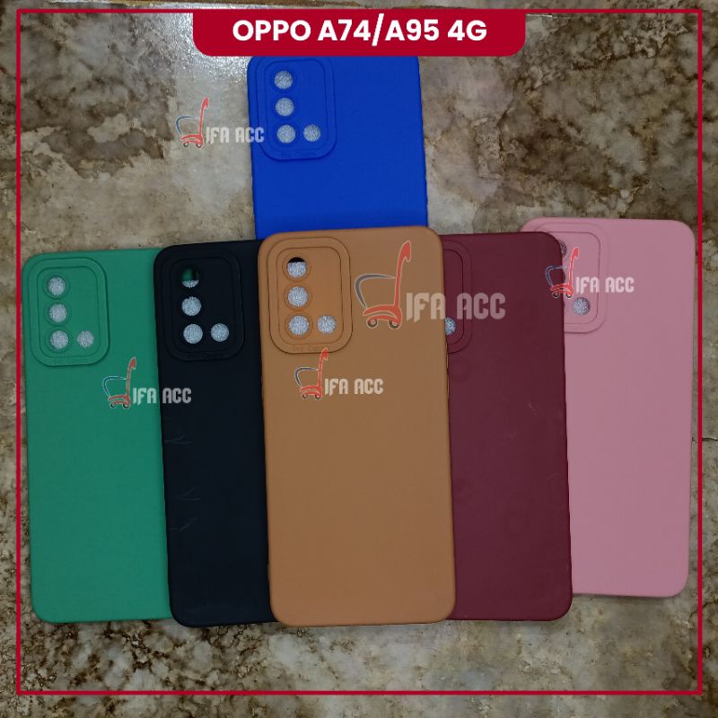 CASE OPPO A74 /A95 4G SOFTCASE PRO CAMERA SILIKON PELINDUNG CAMERA MACARON