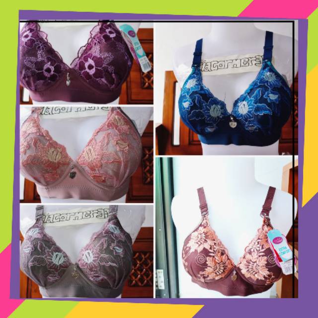 BH PIAOLI BORDIR EXTRA COMFORT | BH BUSA TANPA KAWAT | BH FULL CUP KANCING TIGA