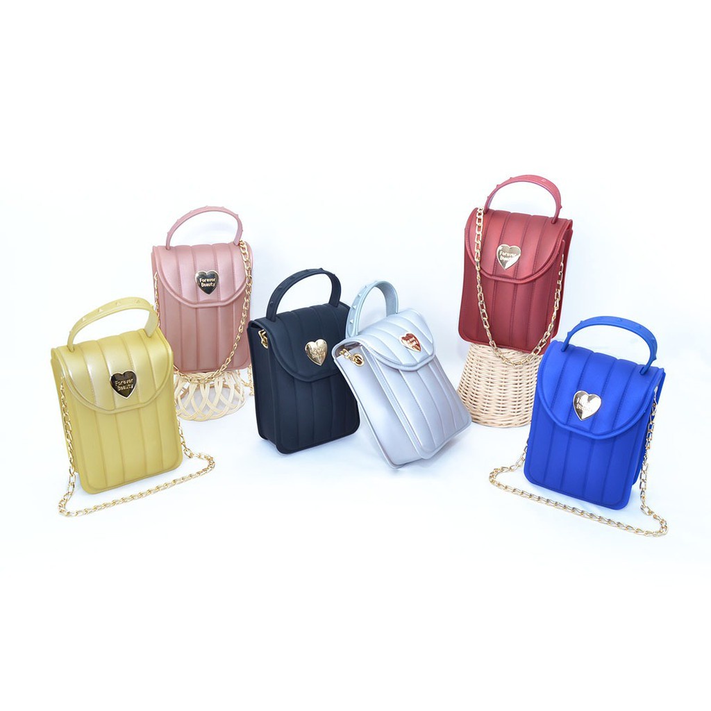 Tas import wanita jelly fashion model berdiri variasi love A8072-1