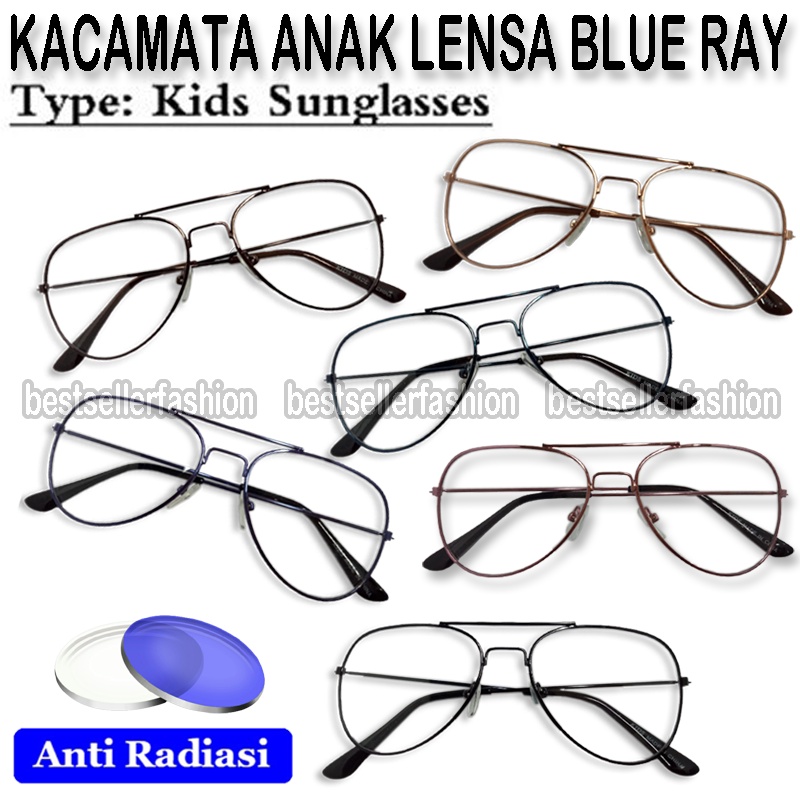 NEW! Kacamata Anak Anti Radiasi Frame Metal Bentuk Aviator Pelindung Mata Sinar Biru HP Handphone Komputer TV Flexible Glass Anti Blueray Eye Protection