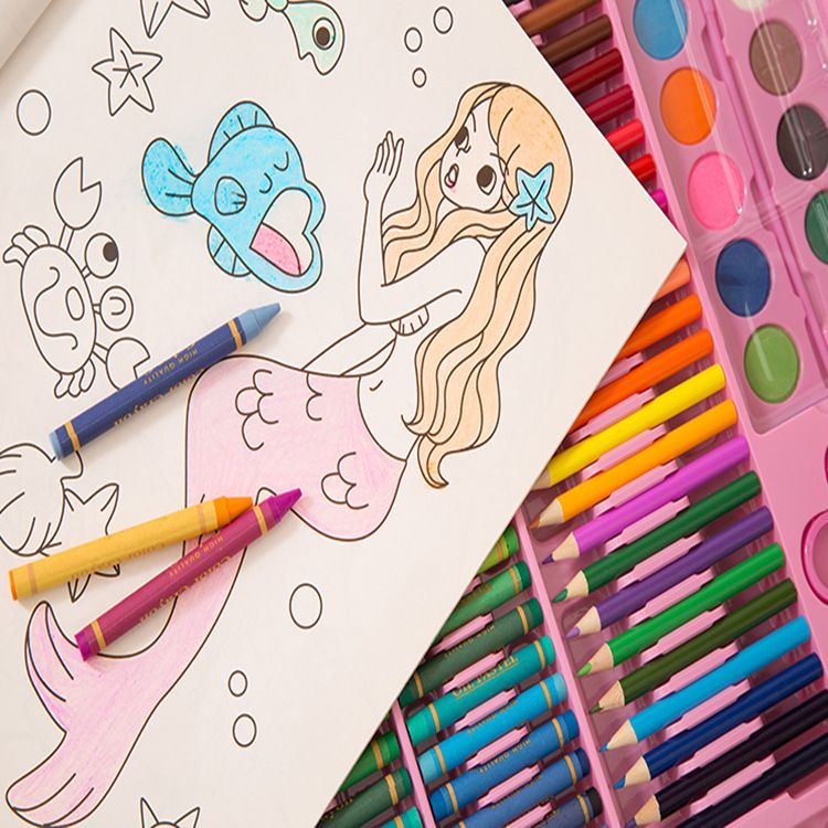 Stationary Set isi 86 pcs Pensil Crayon Warna Cat Air / Perlengkapan Sekolah Menggambar Anak / Alat Warna-7