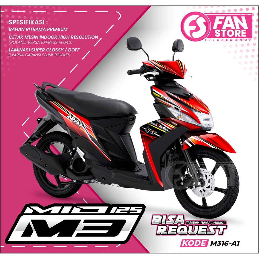 Decal Mio M3 Full body Striping MIO M3 125 Sticker Mio M3 2015 Decal Mio M3 Full Body Racing