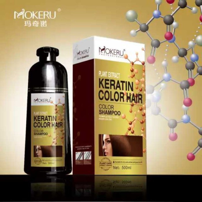 MOKERU Keratin Argan oil Shampoo Pewarna Rambut Semir Herbal 500ml