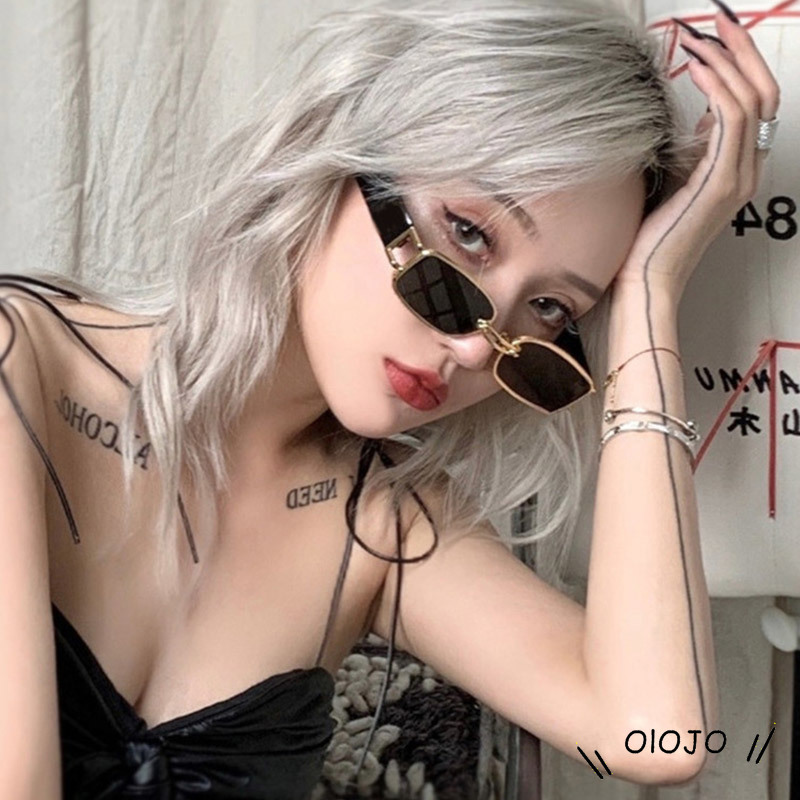 Kacamata Hitam Korean Fashion Ulzzang Gaya Wanita Rectangle Shades Retro Kaca Mata Gaya Sunglasses - ol