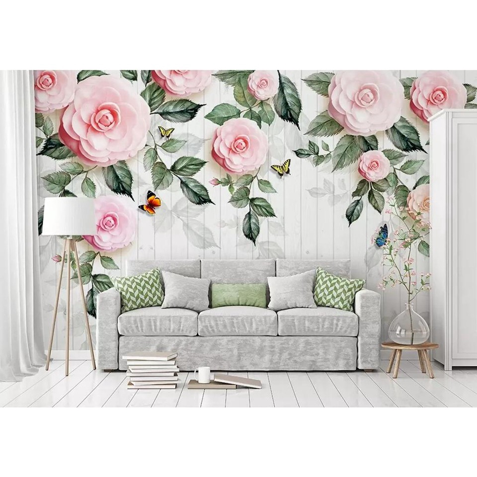 Kustom 3d tv background wallpaper, 3d wallpaper bunga, Ruang tamu yang