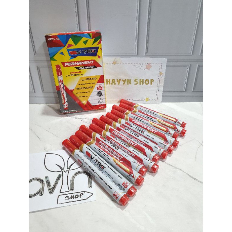 spidol permanen (1box=12pc)/permanent/spidol murah/marker permanent-MERAH