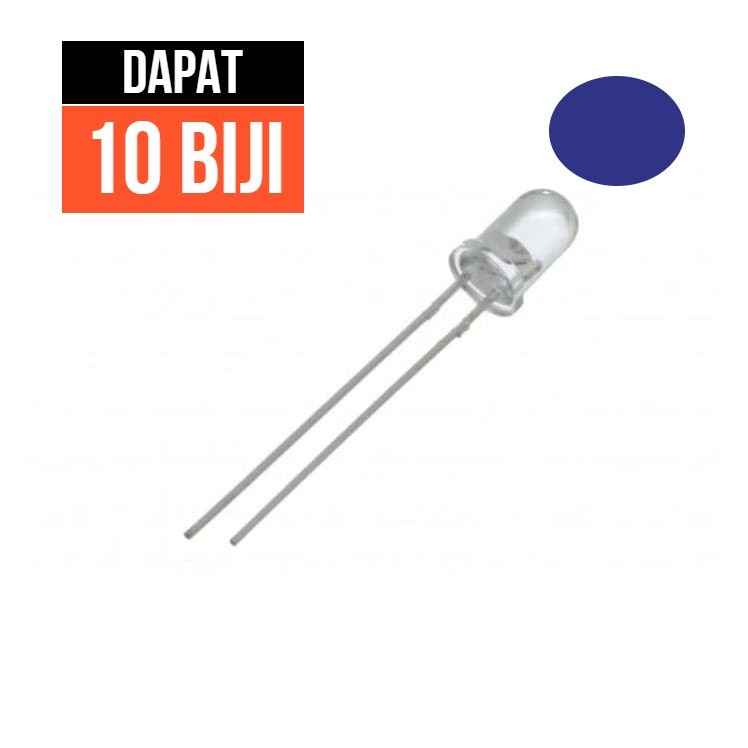 LED Blue Biru 3mm 3 mm Transparant Transparan