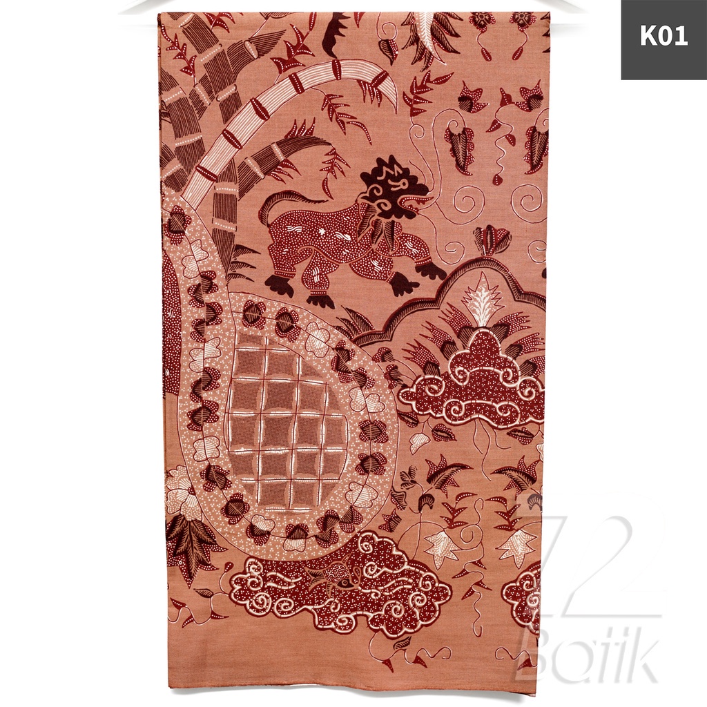 KAIN BATIK PREMIUM Bahan Katun Motif Macan Alas Warna Orange 721889 Cap 72 Jarik Jarit Samping Kebat Panjang Batik Katun Modern Premium Bahan Seragam Batik Pernikahan Kantor Keluarga Murah Kamen Jadi Batik Bali Lembaran