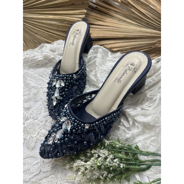 sepatu wedding wanita angela navy tinggi 5cm tahu