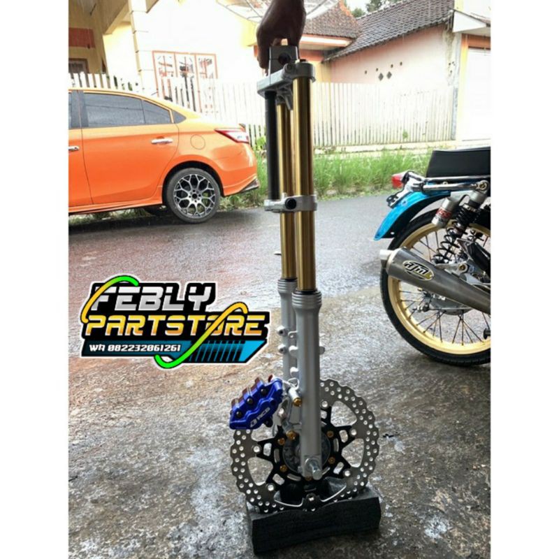 SHOCK DEPAN NINJA PNP HONDA CB GL MEGAPRO TIGER GL100 AS GOLD SET TROMOL DTRACKER BREKET KALIPER RCB