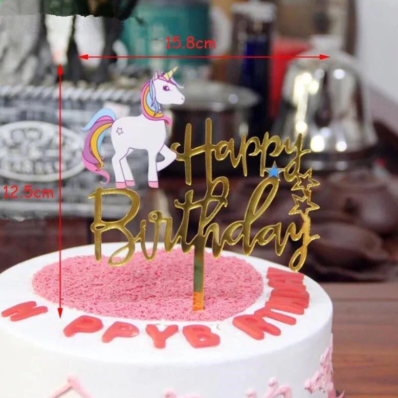 Cg2Code Topper Cake Akrilik Happy Birthday Hiasan kue ulang tahun acrylic unicorn lol frozen baby sh