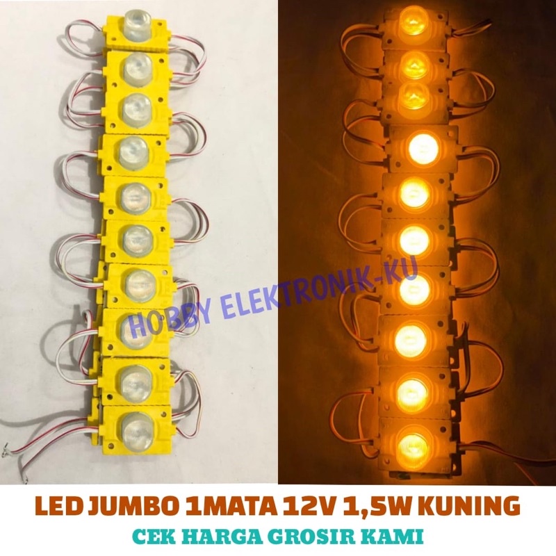 LAMPU LED JUMBO 1MATA 12V 1,5W KUNING (PEMBELIAN MINIMAL 10PCS)