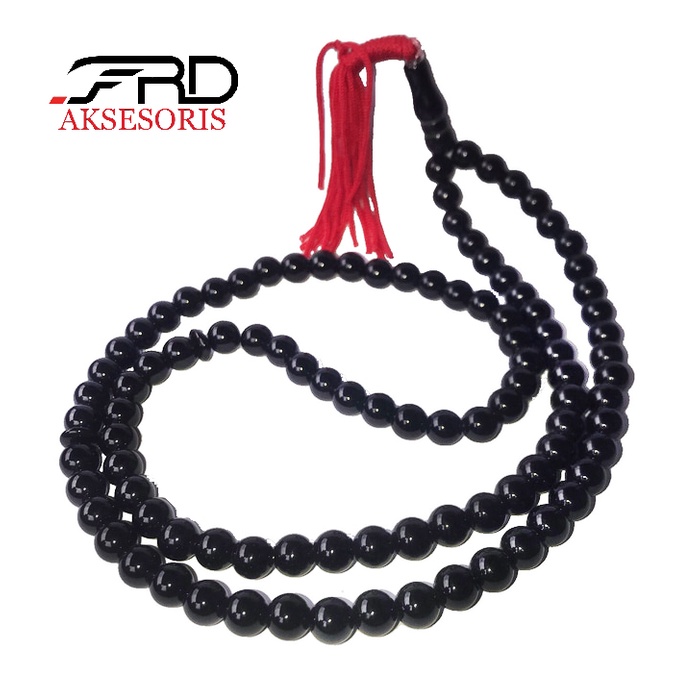 Kalung Tasbih Batu Giok Hitam Asli 99 Butir / Necklace Black Jade Ori