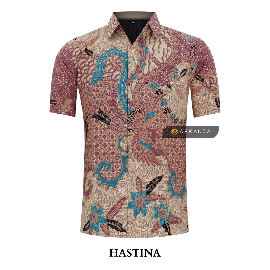 BATIK ARKANZA Motif HASTINA Hem Atasan Kemeja Baju Batik Pria Cowok Laki Laki Slimfit Full Lapis Furing Lengan Panjang