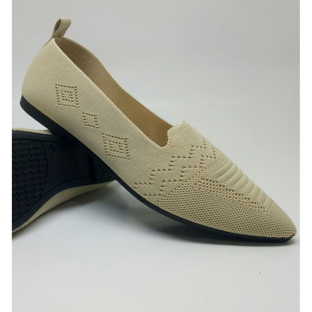 Sepatu Lepes Flats Shoes Pansus FlatShoes Santai Flat Flet Plat Flad Panses Pancus Shoes Rajut Karet