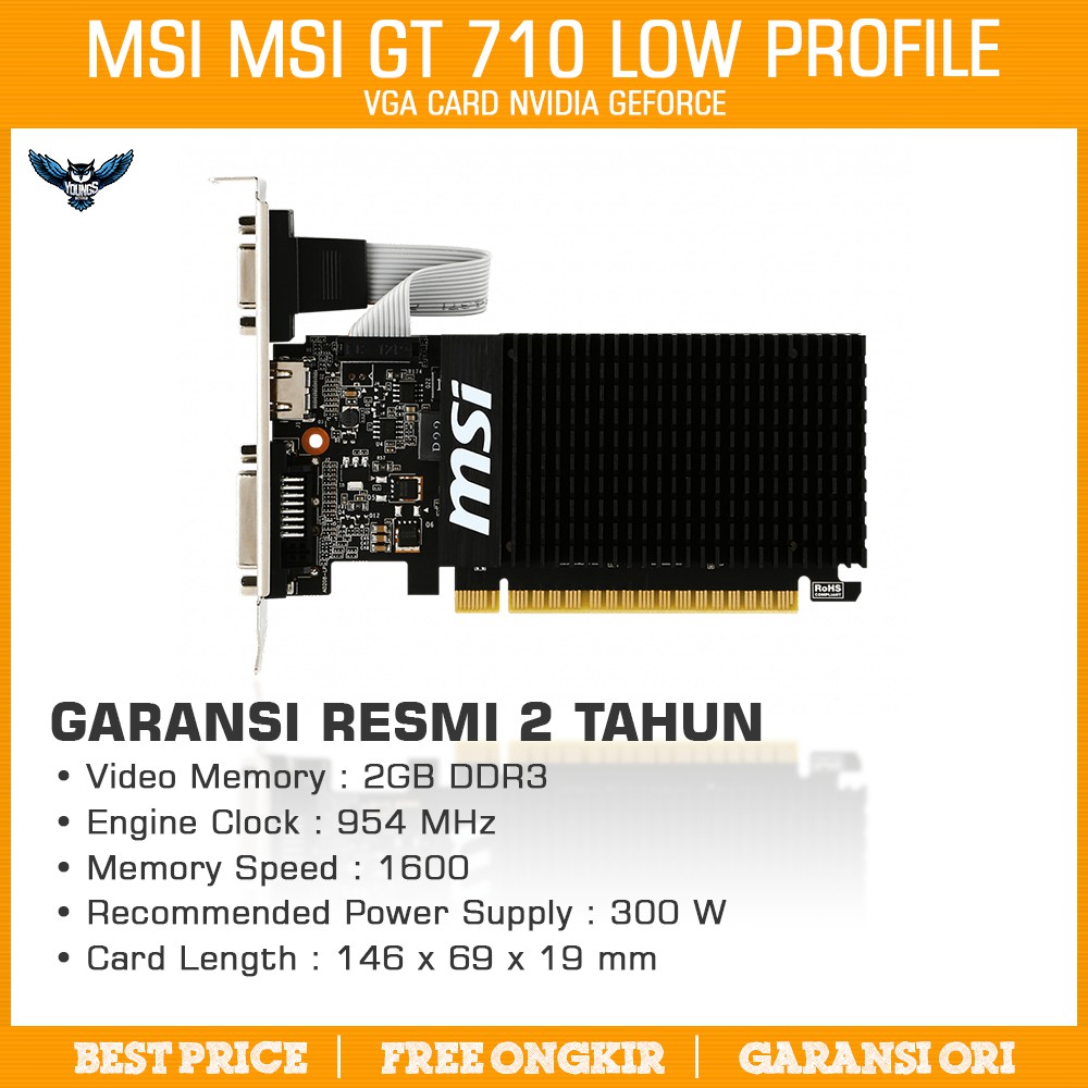 MSI GT 710 2GB DDR3 LOW PROFILE - GT710 2GD3H LP VGA CARD NVIDIA