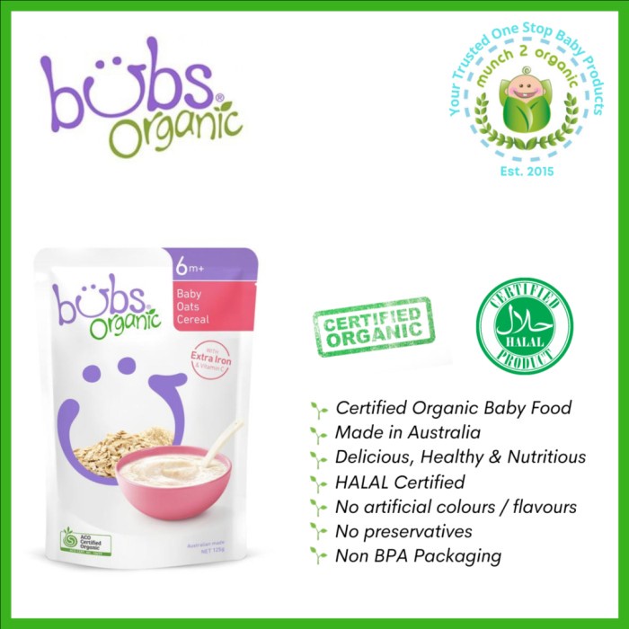 

ROMAN BUBS ORGANIC BABY OATS CEREAL 6M+ 125G