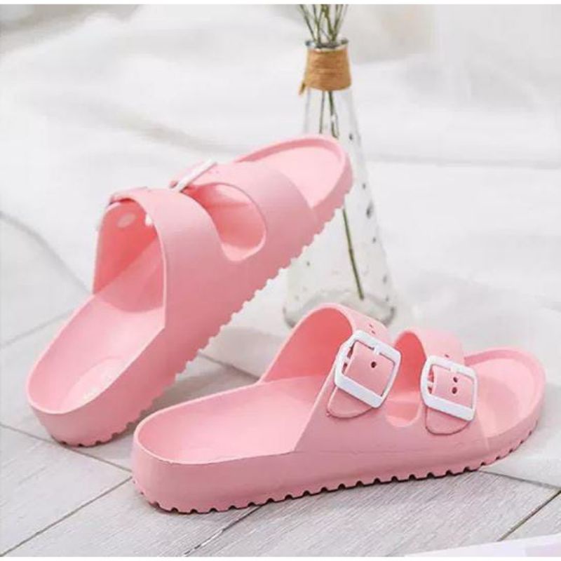 Sandal Wanita Strap Gesper Sandal Cewek Tali Slip On Sendal Cewe