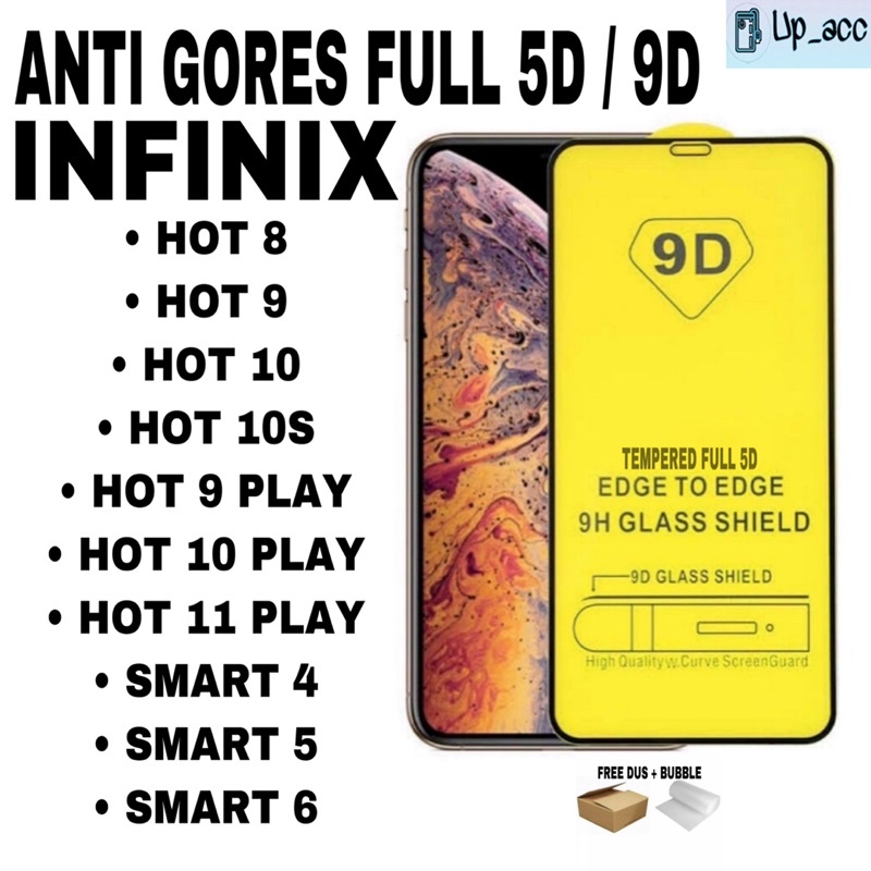 INFINIX HOT 8 9 10 10S 9 PLAY 10 PLAY 11 PLAY SMART 4 SMART 5 SMART 6 Tempered Glass FULL Anti Gores Kaca Full Cover 5D 9D TG