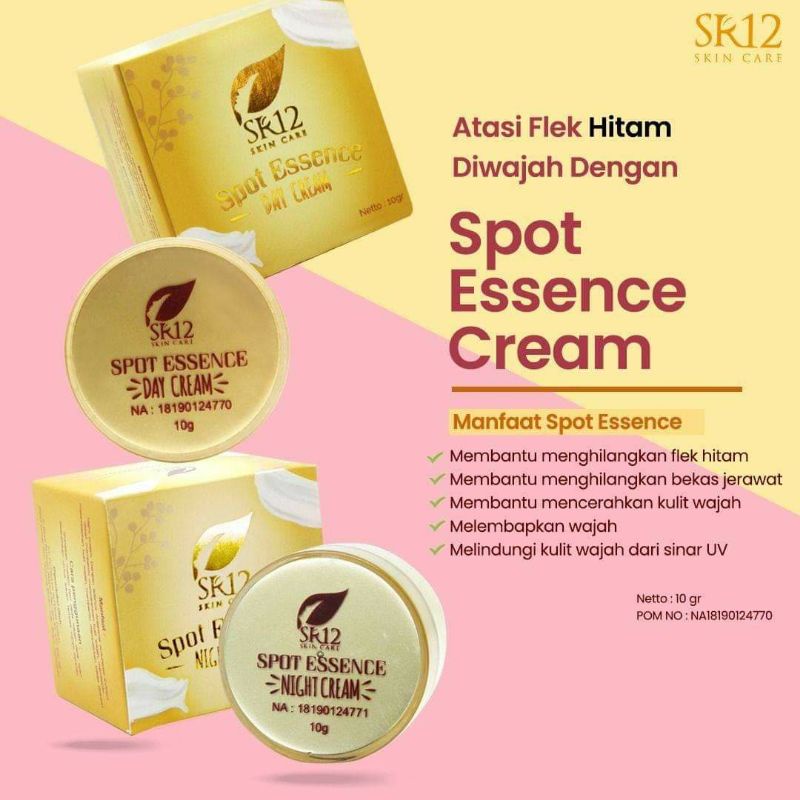 SPOT ESSENCE CREAM SR12 PAKET SIANG MALAM FLEK HITAM MINGGAT