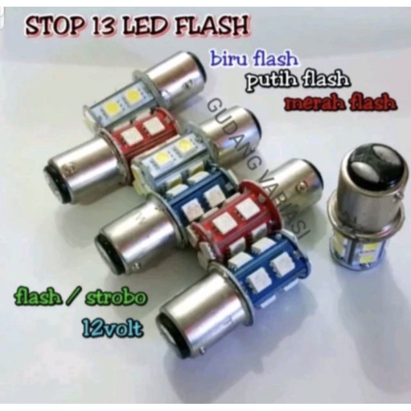 lampu stop motor 13 mata led flash kedap kedip