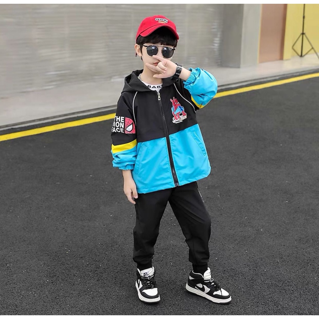 Promo !! Setelan anak import keren / setelan the fashion face spiderman ukuran 3-8tahun