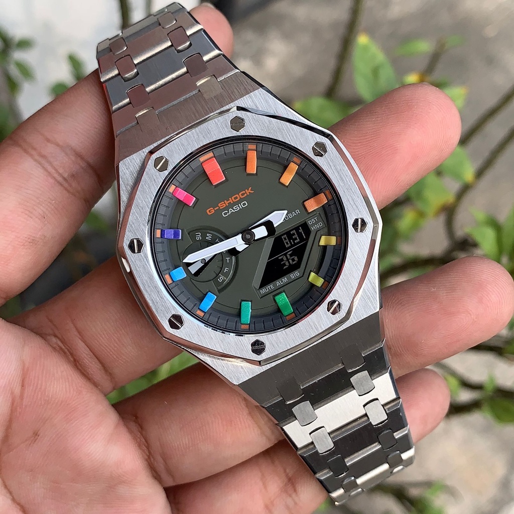 Jam G-Shock GShock GA-2100 GA2100 HC4-ADR Rainbow Original Silver Gen3