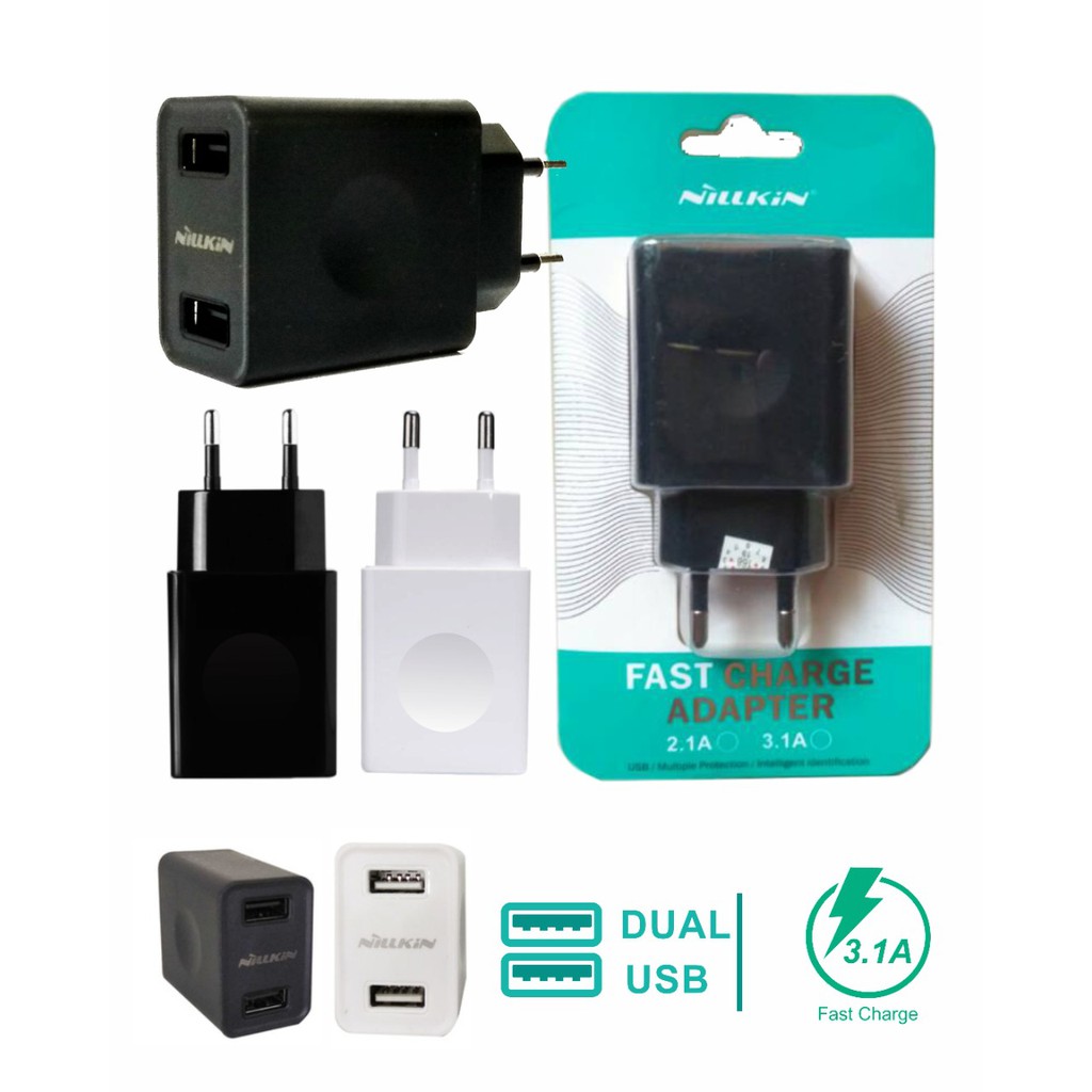 KEPALA CHARGER NILKIN 3.1A 2 USB