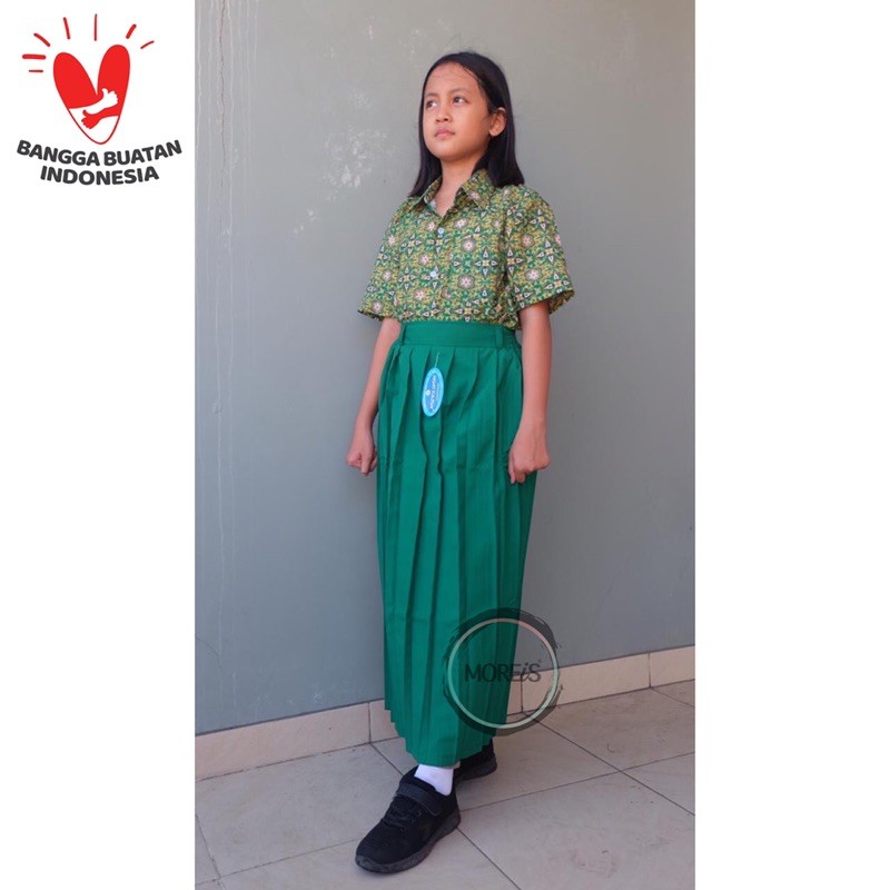 Seragam Rok Remple/Rempel SD Panjang Hijau Bahan Famatex