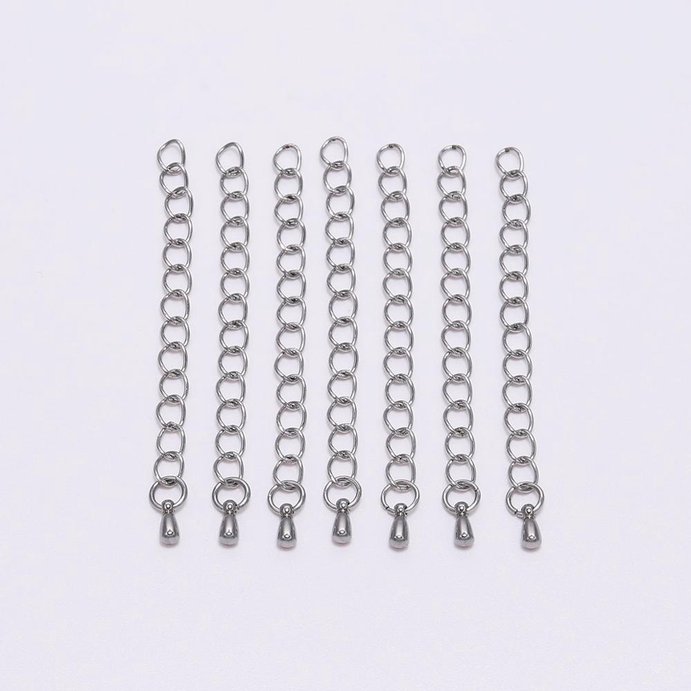 10 Pcs Rantai Ekstensi Bahan Stainless Steel Ukuran 50 / 70mm Untuk Membuat Perhiasan Gelang