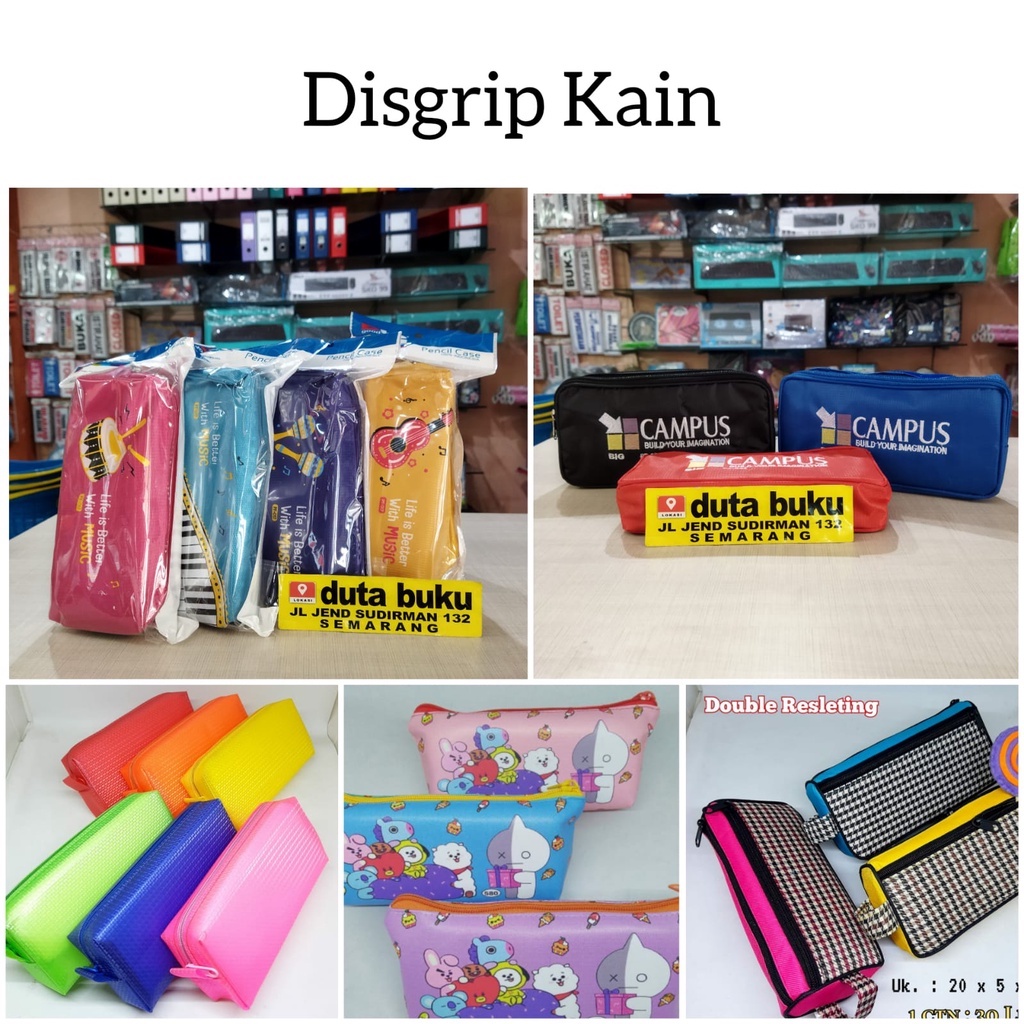 

Tempat Pensil / Disgrip / Pencil Case Kain Resleting Motif / Polos
