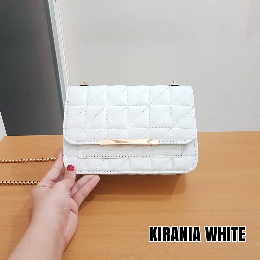 SLING BAG KIRANIA TAS SELEMPANG CEWEK ELEGAN LUX TALI RANTAI GOLD TEBAL KULIT SINTETIC TERMURAH