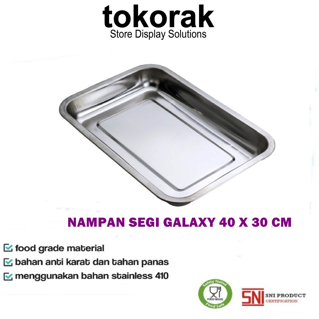 NAMPAN STAINLESS STEEL GALAXY 40 X 30CM KOMODO - NAMPAN PERSEGI - BAKI