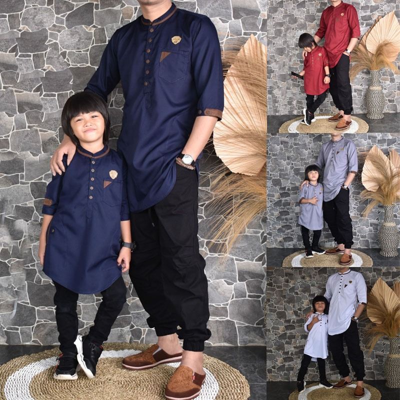 Baju Koko Kurta Couple Ayah dan Anak Model Segitiga Hedlong