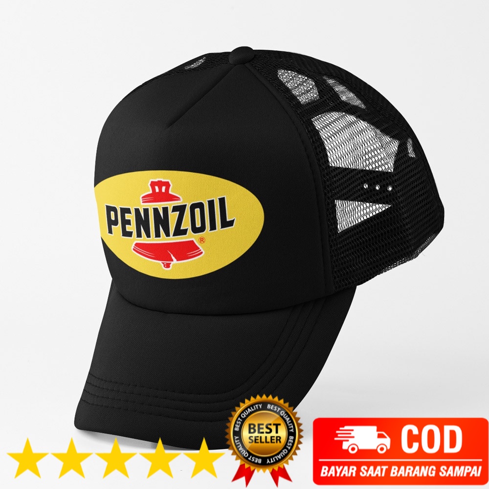 TOPI TRUCKER JARING SABLON - Pennzoil Motor Oil Trucker Cap Snapback Adjustable Strap Topi