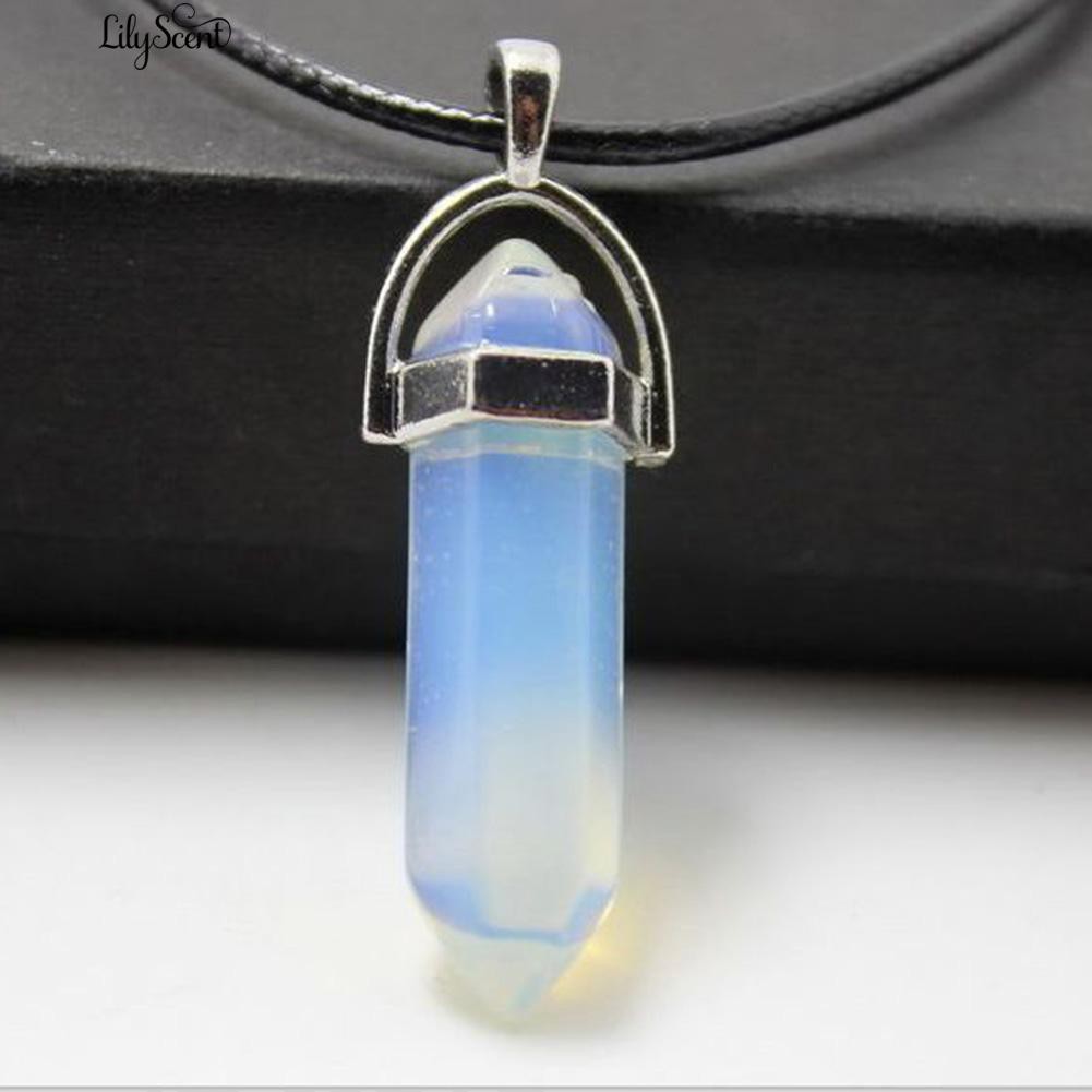 Unisex Retro Faux Kulit Chakra Reiki Penyembuhan Quartz Choker Kalung